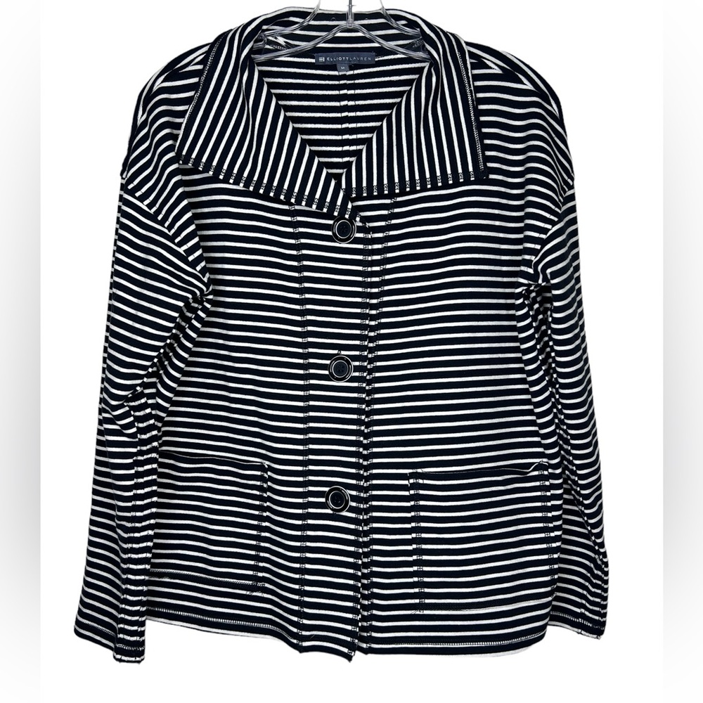 Elliott Lauren Black and White Striped Blazer